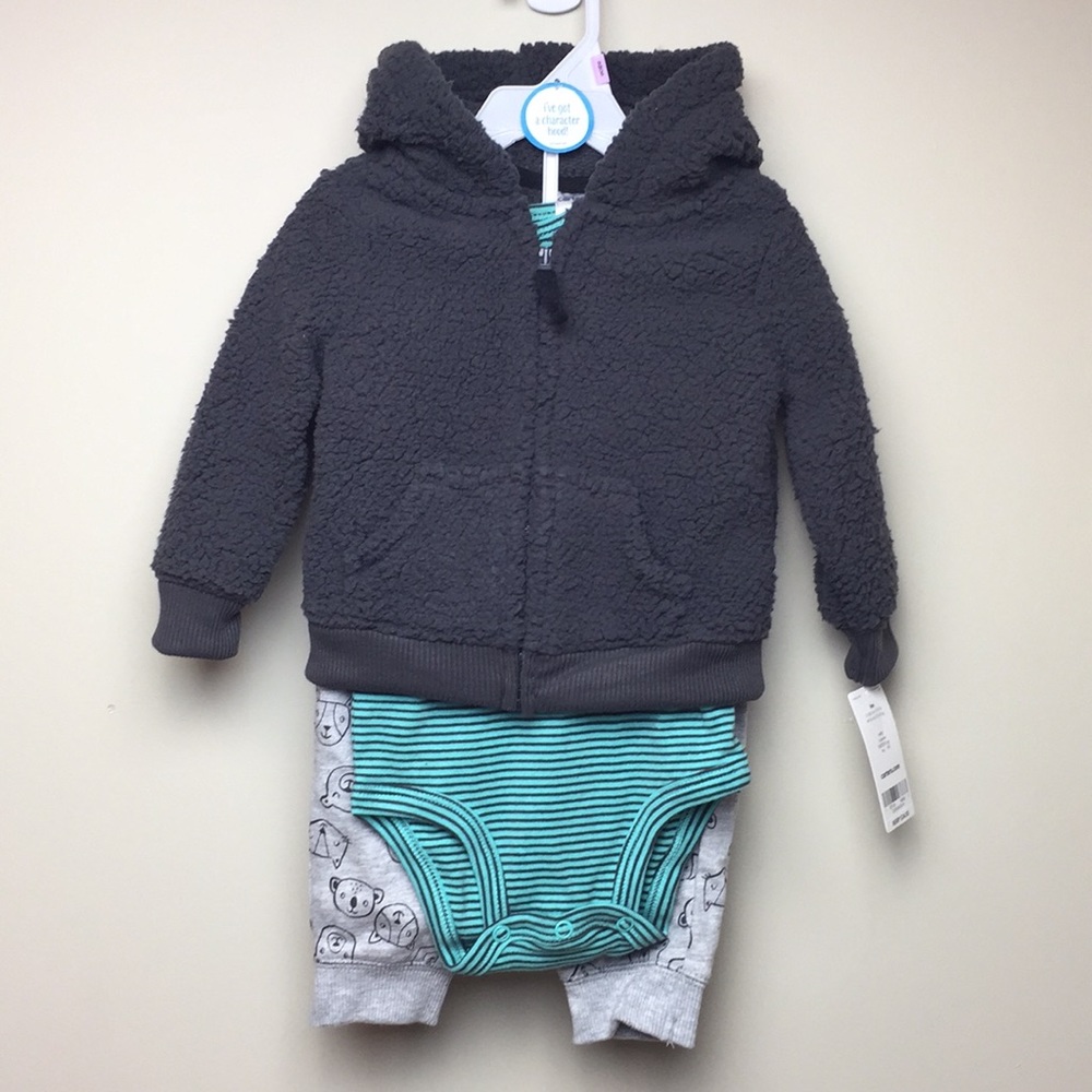 NWT Carter's Sherpa Hoodie Bear Set 3 pc